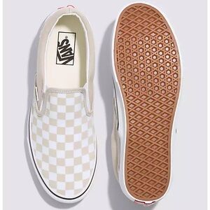 Tan Checkered Slip On Vans